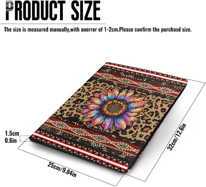 Dreaweet Leopard Aztec Sunflower Padfolio Clipboard Folder Leather Portfolio Organizer Binder for Women,Business Organizer Suitable for Interviews,Resumes,and Conference Documents