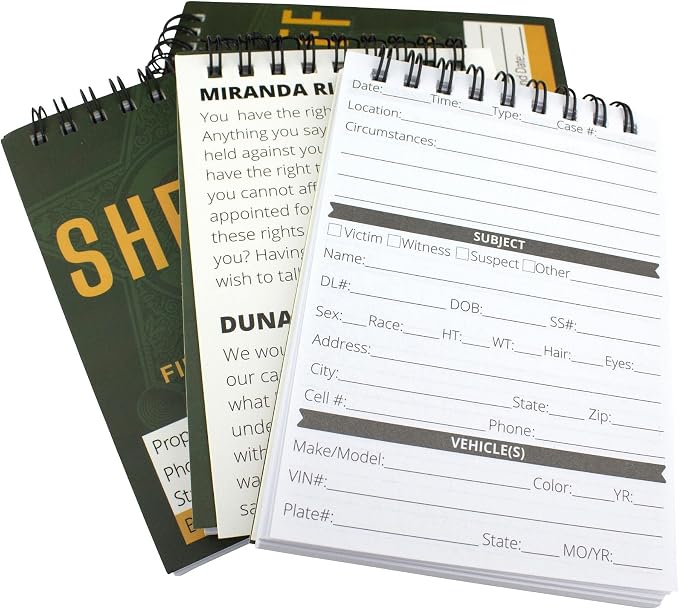 Field Equipt Law Enforcement Incident Report Notepads, Sheriff, Security & Police Gear, EDC Officer Notebook, Cop Gifts, Interview Equipment Accessories Book, 6 Pack (Sheriff)