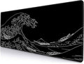 Armanza Large Mouse Pad Gaming, Extended Mousepad with Stitched Edges, Non-Slip Rubber Base Keyboard Desk Mat Mouse Pads for Work, Game, Office, Home, 31.5 x 11.8 in, Black Wave of Kanagawa