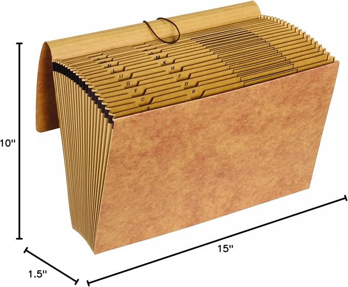 Globe-Weis Globe Weis Pendaflex Kraft Expanding File with Flap and Elastic Closure, 21 Pockets, A-Z Index, Legal Size, (1819AE),Brown