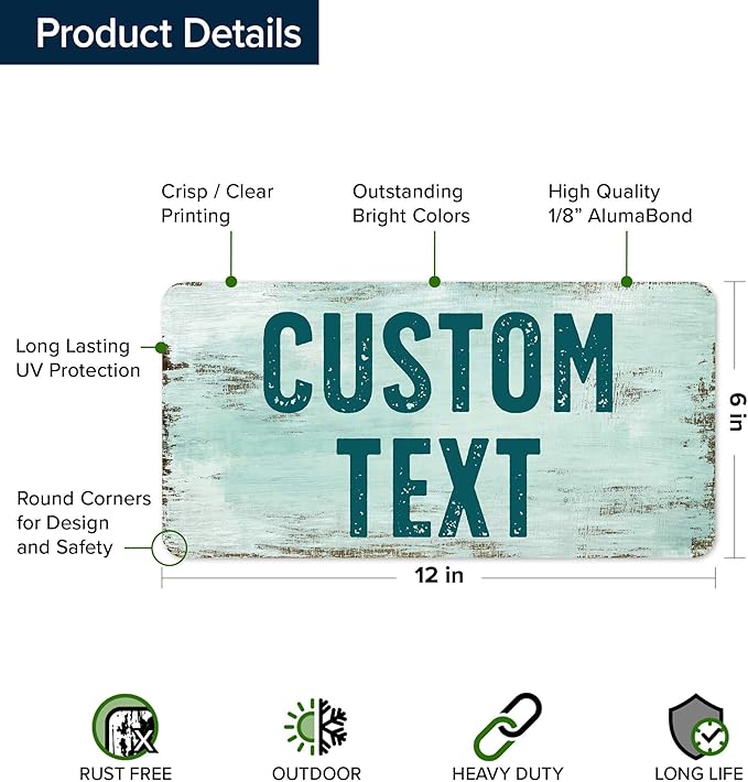 Custom Sign, Custom Street Sign, 11 Font Colors, 13 Font Styles, 4 Hole Options, 22 Sizes, 6x12 Inches, Rust Free DiBound, Fade Resistant, Made in USA by My Sign Center (Shabby Chic)