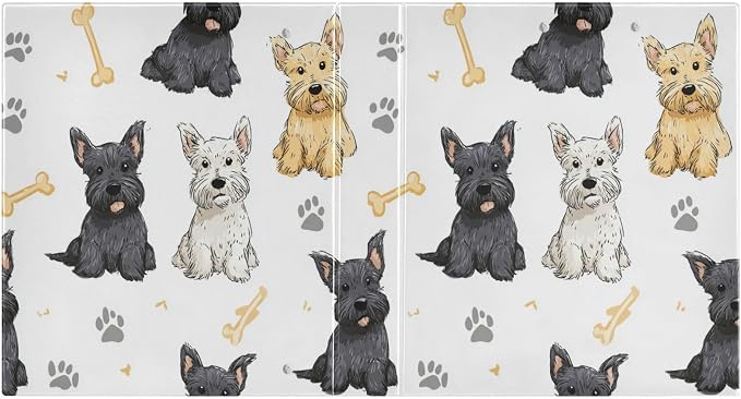 Caikeny 3 Ring Binder Footprint Scottie Scottish Terrier Dogs 1.5 Inch Binders Round Ring Clipboard with 2 Pockets for Office Supplies