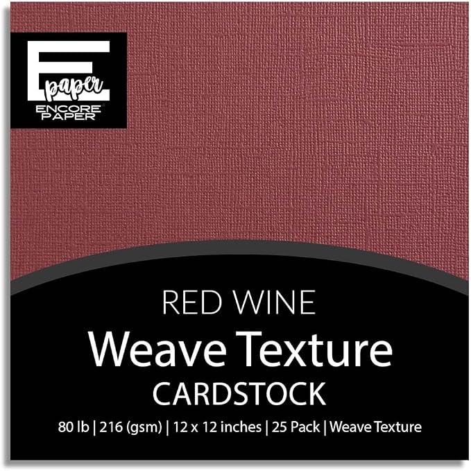 Red Wine—12x12 Textured Cardstock | 80lb Textured Red Scrapbook Paper | Premium Cardstock for Cricut Cutting | 25 Sheets