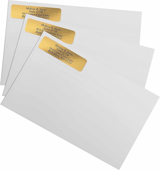 Gold Foil Personalized Return Address Labels with Elegant Dispenser - Roll of 250 Custom Stickers