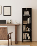 Bookshelf, Modern 5-Tier Bookcase, Open Storage Book Shelf, 11 × 14.2 × 50.4 Inches, Small Narrow Bookshelves for Living Room, Home Office, Bedroom, Black