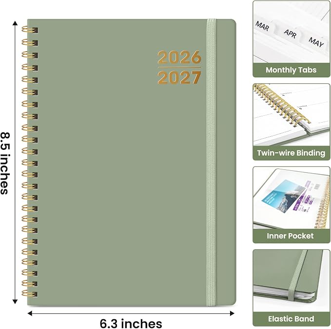 Taja 3 Pack Planner 2026-2027, Jul 2026-Jun 2027 Monthly & Weekly Planner | 6.3" x 8.5", Hardcover Academic Calendar, Teacher Student Planning Book for Office School Supplies, Black Green Purple