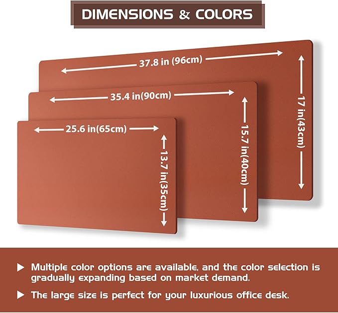Aothia Dual-Sided Desk Mat - Leather & Cork Desk Protector, Large Mouse Pad & Writing Pad for Office/Home, Maple Brown (37.8"x17")