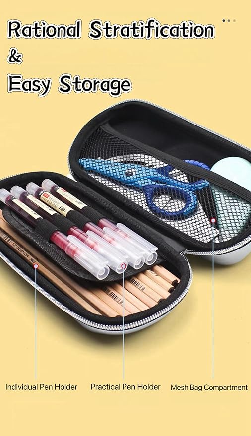 XZR Supercar Pen Case Box Bag Stocking Stuffers Large Capacity Organizer Cool Supercar Pencil Bag Storage Box EVA Material Nice Gift (Black)