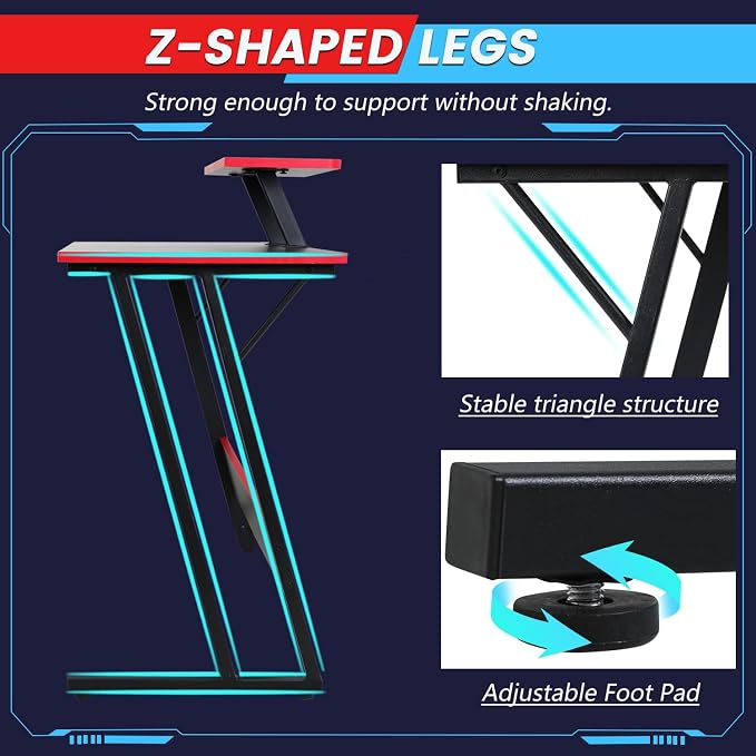 FDW L Shaped 51 Inch Gaming Desk,Corner Computer Desk,PC Gaming Desk,Writing Workstation with Large Monitor Stand for Home Office,Dark Black