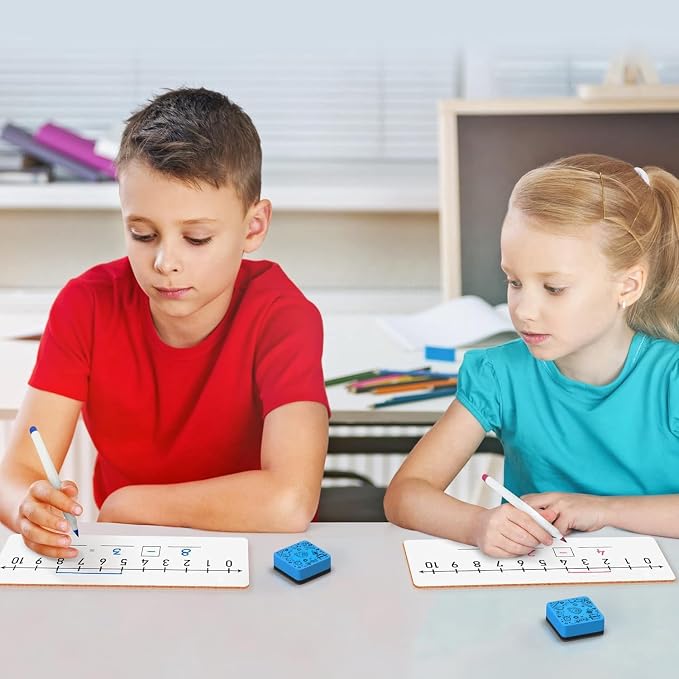 SCRIBBLEDO Dry Erase Number Line Board 12x4 Double Sided 10 Set with Eraser