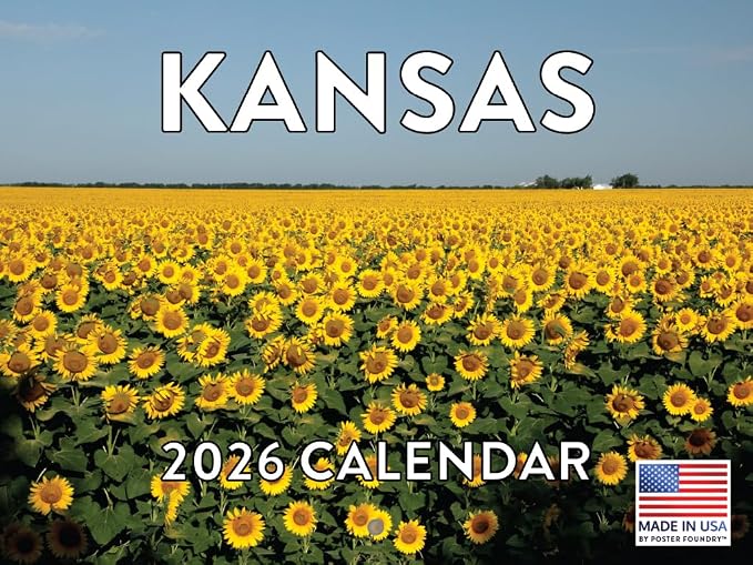 Kansas Calendar 2026 Wall 12 Month Monthly KS Scenic Souvenirs Themed Gifts | American Made In The USA