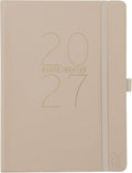 Graphique Apollo Grey 18 Month Planner, July 2026 – Dec. 2027, Hardbound Vegan Leather Planner with Monthly Tabs, Holidays & Reminder Stickers, 8” x 10”