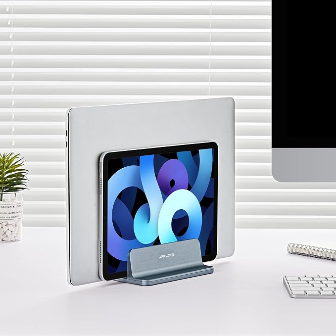 JARLINK Vertical Laptop Stand, Aluminum Laptop Holder Desktop Stand with Adjustable Dock Size (up to 17.3 inches) Compatible with All MacBook/Surface/Dell/Gaming Laptops (Gray) (Pack of 2)