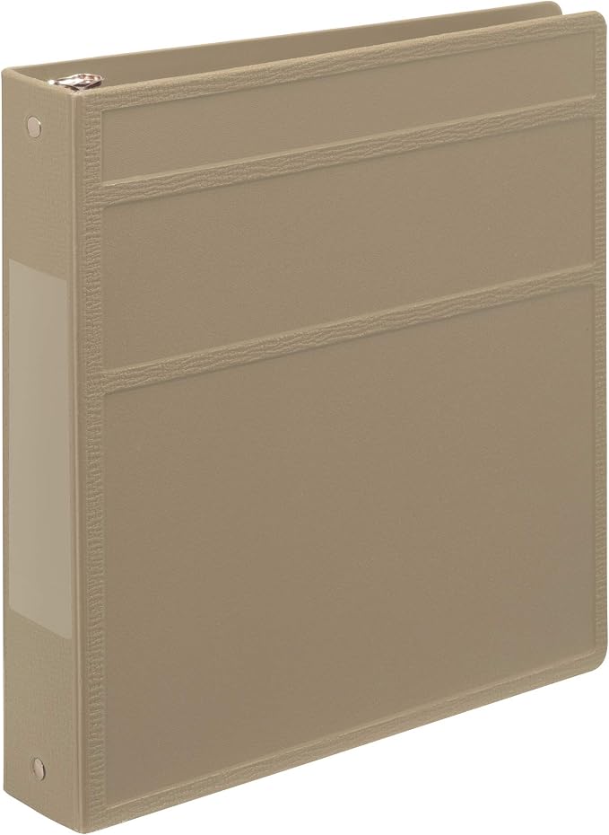 Carstens 1.5-Inch Heavy Duty 3-Ring Binder - Side Opening, Taupe, Durable Plastic, Precision No-Gap Rings, Waterproof Covers, No Pockets, Holds 250 Letter-Size Sheets, BPA-Free, Made in USA (2046-3R)