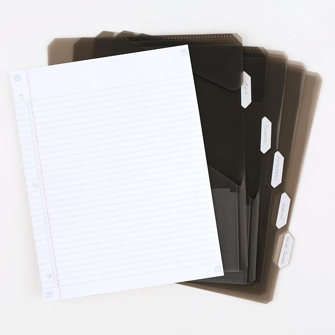 Five Star Flex Refillable Notebook + Study App,College Ruled Paper and 1 Inch TechLock Ring Binder with Customizable Cover,Pockets,Tabs and Dividers,200 Sheet Capacity,Black (29326AA2) (Pack of 6)