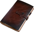Adeerus Refillable A6 Leather Binder Notebook, Reusable Leather Journal, Vintage Organizer with 6-Ring Metal Binder, 160 Pages Lined Paper & Pocket, for Writers Business Work Study College and Daily