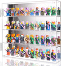 Acrylic Minifigure Display Case, Clear Display Cases for Collectibles with Mirrored, Figure Building Blocks Shadow Box, Small Anime Figure Thimble Showcase Holds 40 Minifigs (Figure not Included)
