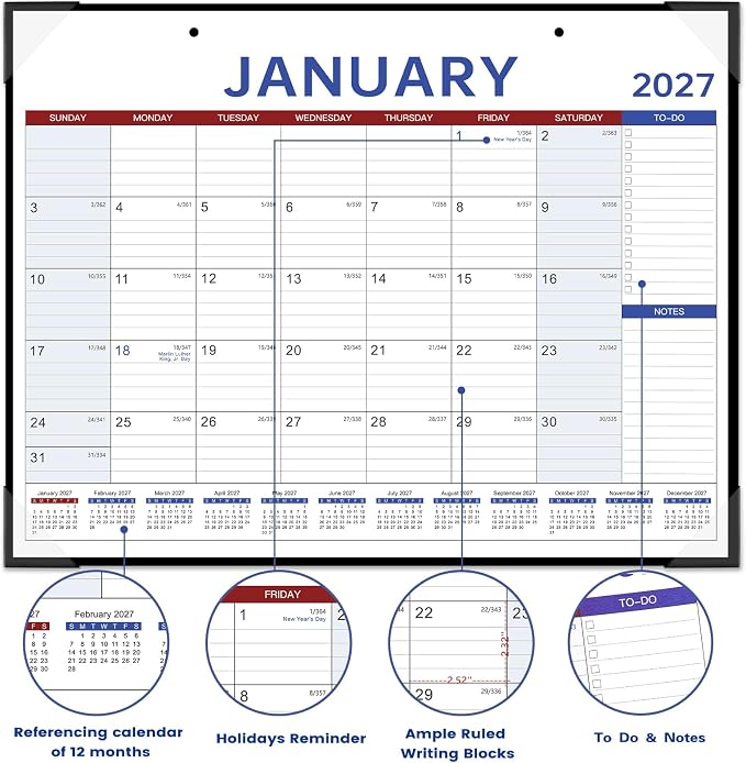 2027 Calendar - 2027 Desk Calendar, 22" x 17", Jan.2027 - Dec.2027