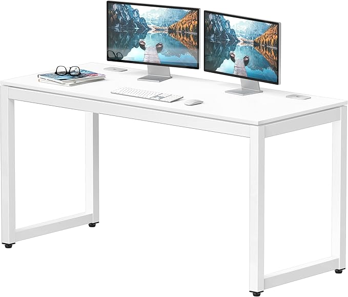 SHW 55-Inch Commercial-Grade Office Computer Desk, White | 10-Year Limited Warranty