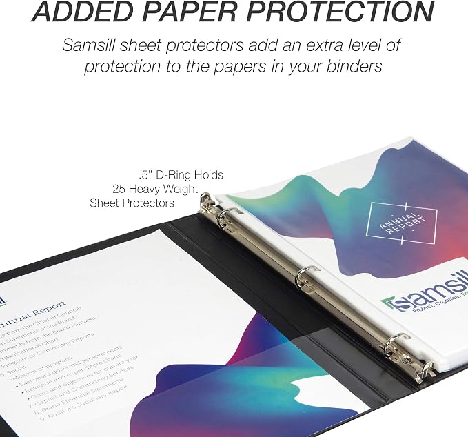 Samsill Durable 0.5 Inch Binder, Customizable Clear View Cover, Black, 24 Pack, Each Holds 125 Pages, Pallet of 768 Binders in 32 Cartons