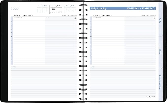 AT-A-GLANCE 2027 Appointment Book Planner, Daily, 6.5" x 8.75", The Action Planner, Black (70EP030527)