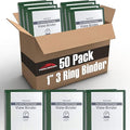 Trail Maker 1 inch Binders (50 Pack), 3 Ring Hardcover Binders in Bulk with Clear View Cover, Pockets for Classroom, Office, Portfolios | Bulk School, Teacher, Office Supplies (Green Only Pack)