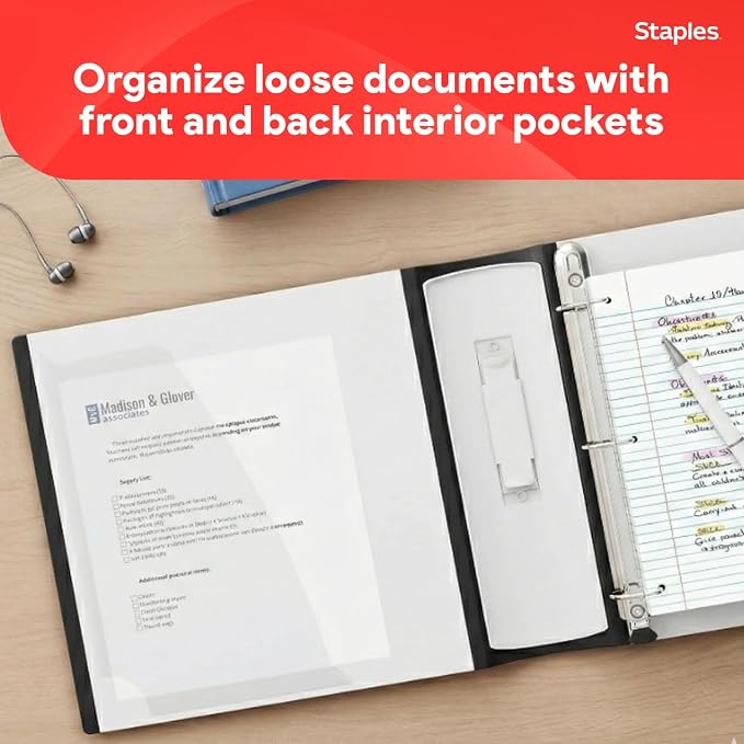 Staples Better Binder, 2 Inch 3-Ring, White, Heavy-Duty | Reinforced binder built for school and office document organization.