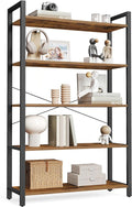 VASAGLE 5-Tier Bookshelf, Bookcase with Steel Frame, Book Shelf for Living Room, Home Office, Study, 11.8 x 31.5 x 60.2 Inches, Industrial Style, Rustic Brown and Ink Black ULLS081B01