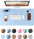 YSAGi Leather Desk Protector, Office Mat, Large Mouse Mat, Non-Slip PU Leather Blotter, Laptop Desk Pad, Waterproof Writing Pad for Office and Home (Baby Blue, 31.5" x 15.8")