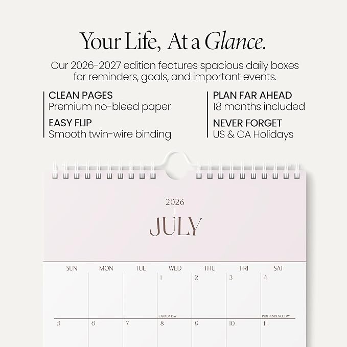 Karto Wall Calendar 2026-2027 11x17 in - Banner Pink