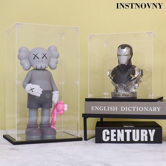 Acrylic Display Case for Collectibles Assemble Acrylic Display Box for Lego 10265 Car Model Toys Clear Acrylic Case for Display Building Set Action Figures(Black,15.7*7.9*5.9 inch)