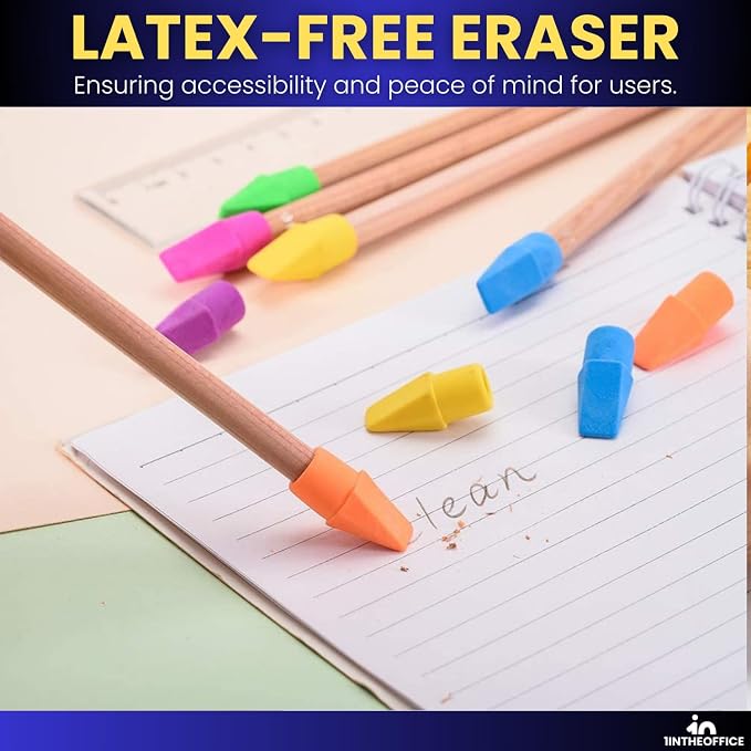 1InTheOffice Pencil Cap Erasers, Assorted Colors, Arrowhead Caps Tops Eraser, Eraser Cap for Art, Pencil Cap Set, 12 Pack (Assorted Colors, 36 Pack)