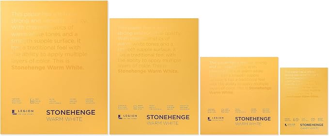 Stonehenge 100% Cotton Medium Weight Pad, Warm White, 11 x 14 inches, 250gsm, 15 Sheets for Dry Media