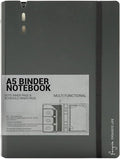 CAGIE A5 Binder 6 Ring Refillable Notebook with Dividers & Pockets | Daily Planning Square Ruled and Dotted Pages, Refill Paper Included, 6.89 x 9.25 In (Grey, A5 Daily & Dot Page)