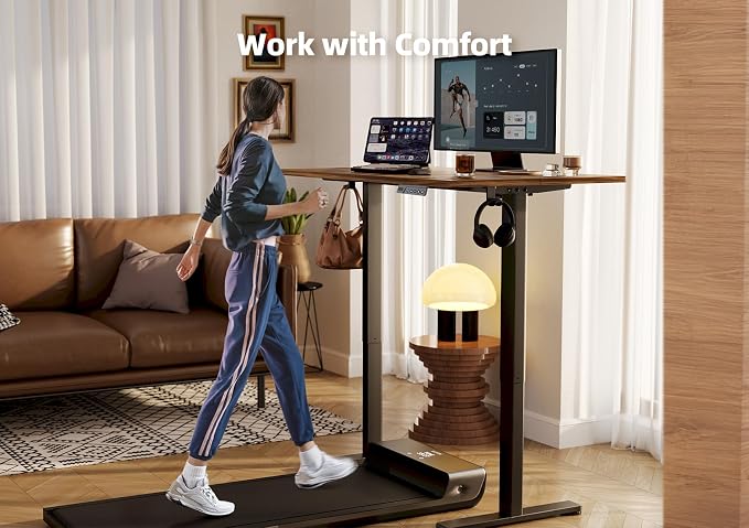 Claiks Electric Height Adjustable Standing Desk, 48x24 Inch, Vintage Brown | Smooth Height Adjustment, 3 Memory Presets, Cable management hub & hook, Stable Steel Frame, 156 lbs Capacity, Easy Assembly