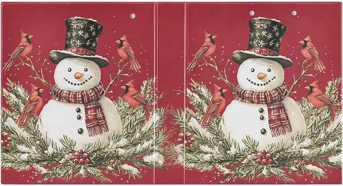 Christmas Snowman Xmas Birds Red 3 Ring Binder 1.5" Decorative D-Ring Binder with Clipboard&3 Clear Pockets, Holds 200 Sheets A4 Size Paper Waterproof Binders for School Home Office