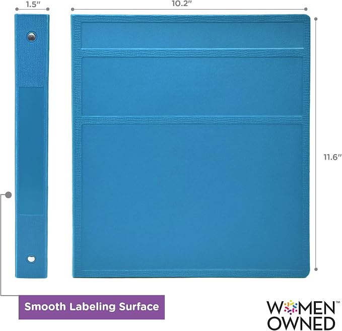 Carstens 1-Inch Heavy Duty 3-Ring Binder - Side Opening, Pool Blue, Durable Plastic, No-Gap Rings, Waterproof Cover, No Pockets, Holds 125 US Letter Sheets, BPA-Free, Made in USA (8714-3R), Case of 18