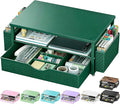 Spacrea Desk Organizer and Accessories, Computer Monitor Stand Riser with Drawer and 2 Pen Holders, Office Desk Accessories & Workspace Organizers for Office Supplies (Dark Green)