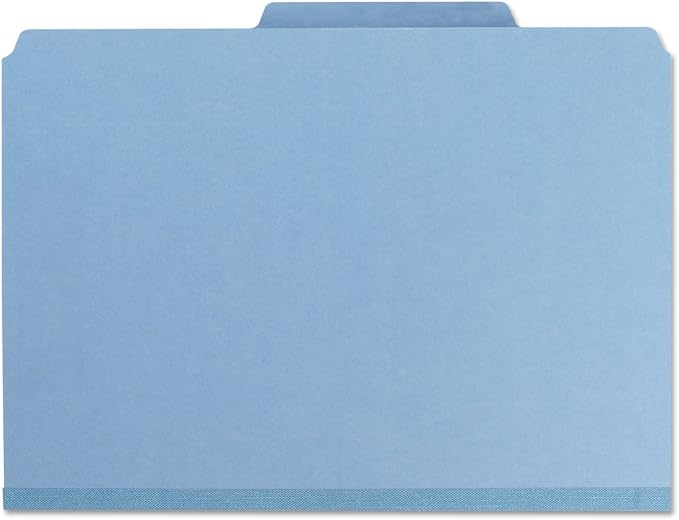 Smead Pressboard File Folder, 1/3-Cut Tab, 1" Expansion, Letter Size, Blue, 25 per Box (21530)