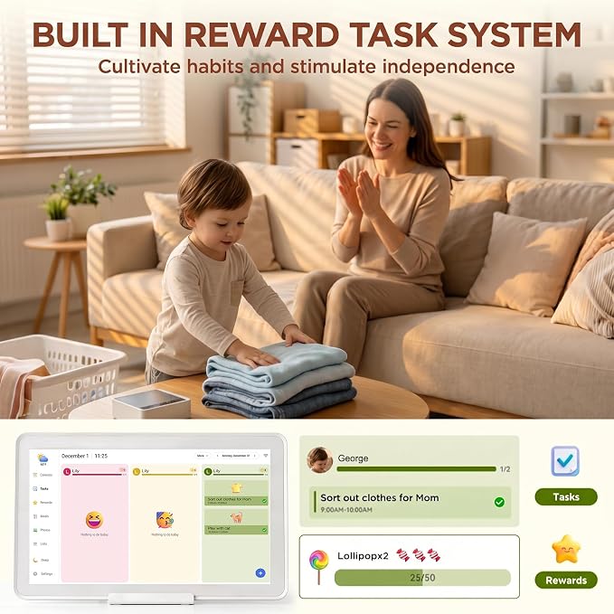 Mezed 21.5 Inch Digital Calendar, Touchscreen Wall‑Mount, White
