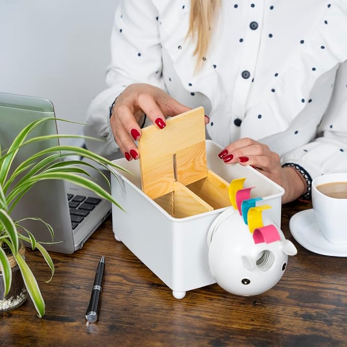Desk Organizer, 1-5 Module Compartments - Storage for Stationery Supplies, Accessories, brushes - Home, Office, School, Dorm, Studio - Build in Pen & Pencil Holder (White Unicorn)