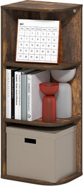 Furinno PASIR Book Shelf, 3-Tier Corner Bookshelf with Open Shelf, Standing Bookcase, 9.3 x 12 x 31.5, for Organization and Storage, for Living Room, Bedroom, Home Office, Amber Pine