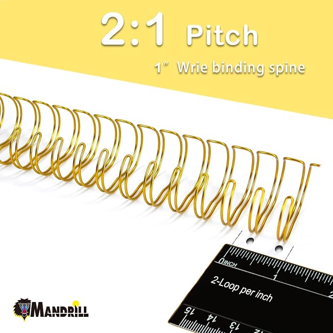 Rayson Wire Binding Spines, 1" 2:1 Pitch 21-Loop, Multicolor, 50 Pack | Includes black, gold, blue, white and silver; 1" size binds up to 240 sheets with compatible 2:1 pitch binders.