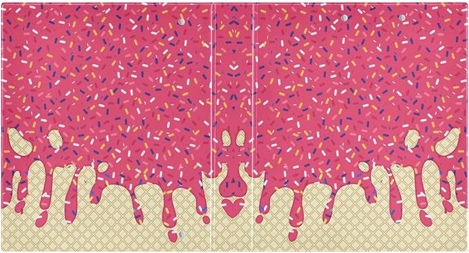 3 Ring Binder Red Ice Cream Print 1.5" Round Ring Binders View Binder with 200 Sheet for Kids School Supplies Women Men Office, 1 Pack