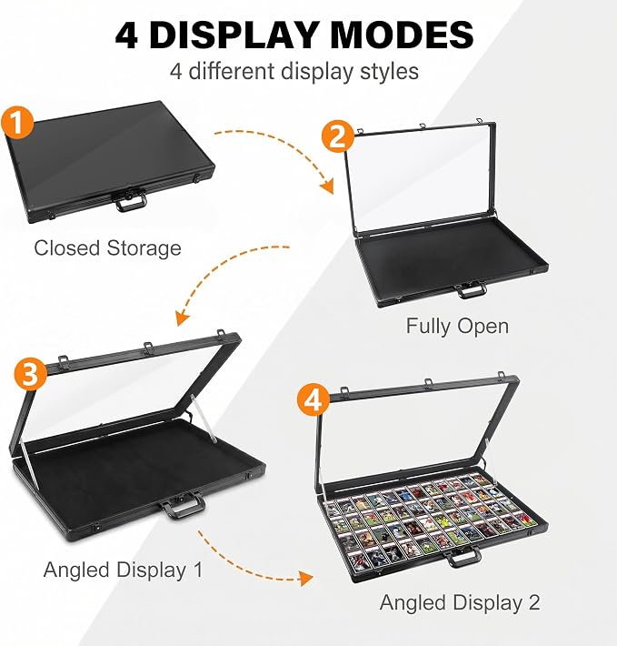 Card Display Case Aluminum Trade Show Display Case Large Portable Trading with Lock for Collectibles, Sports Cards. 34IN x 22IN - Black