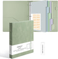 Ospelelf Vintage Hardcover 3 Ring 1 inch Leather Binder, Professional Binder Organizer Suitable for Letter Size, Binder Dividers with Tabs, Light Green