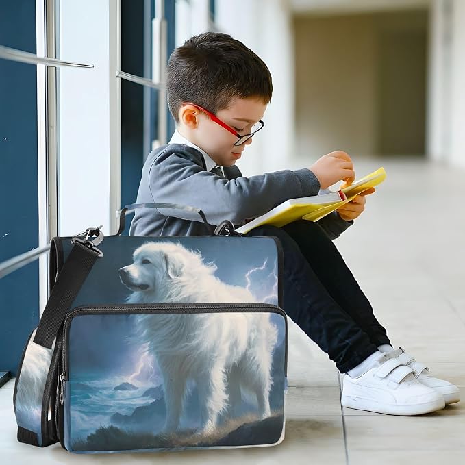 Great Pyrenees Dog 3 Ring Binder Bag 1.5 inch Binder Organizer with Zipper Shoulder Strap 500 Sheet Documents Storage for School Office
