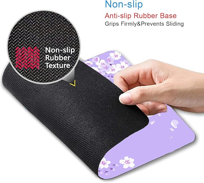 IMAYONDIA Cute Purple Mouse Pad, Floral Flowers Mouse Pad, Sakura Cherry Blossom Mousepad, Japanese Aesthetic Desk Decor, Anti Slip Rubber Base Mice pad for Computer Office Girl, 9.5 x 7.9 Inch