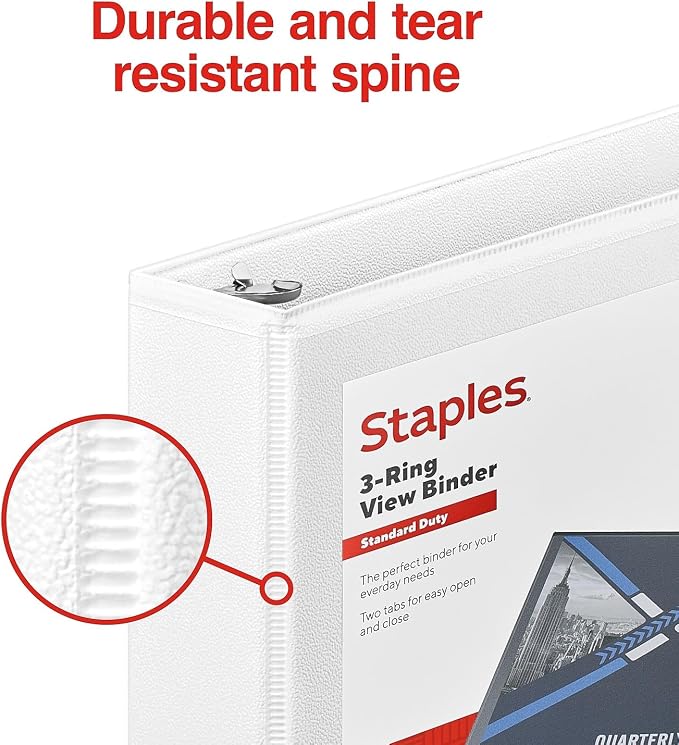 Staples Mini View Binder, 1-Inch Round Ring, 5.5 x 8.5 Inches, Holds Up to 175 Sheets, White, Compact Binder for Notes & Projects