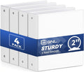 GNL 2 Inch 3 Ring Binders Economy 4 Packs White, 2" Three Ring (Fits 450 Sheets of 8.5x11 Paper) Clear View PVC-Free & Non-Stick for School or Office Supplies
